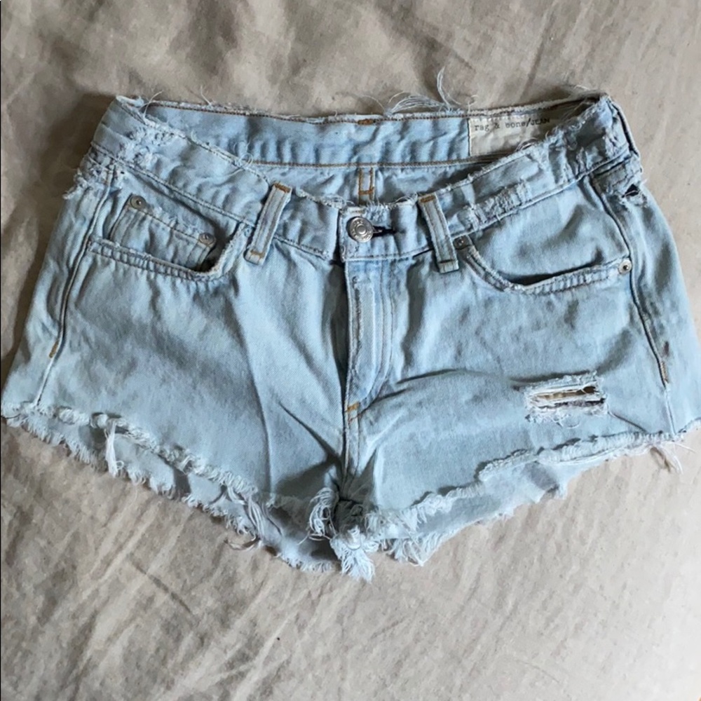 Denim mini shorts cut-offs 24
